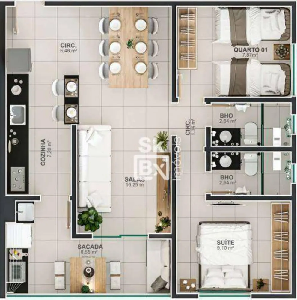 Apartamento, 2 quartos, 66 m² - Foto 7