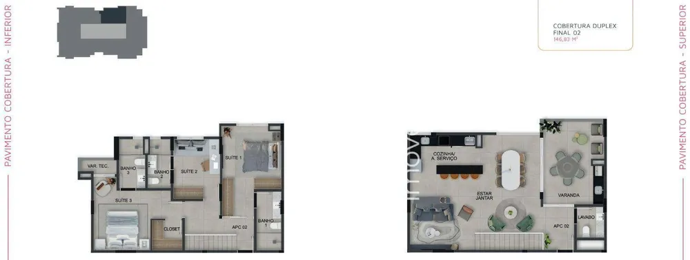 Cobertura, 3 quartos, 169 m² - Foto 3