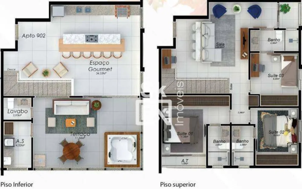Cobertura, 3 quartos, 158 m² - Foto 2