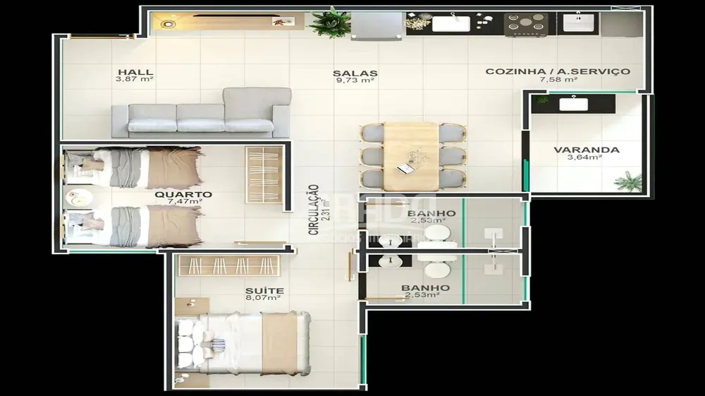 Apartamento, 2 quartos, 52 m² - Foto 6