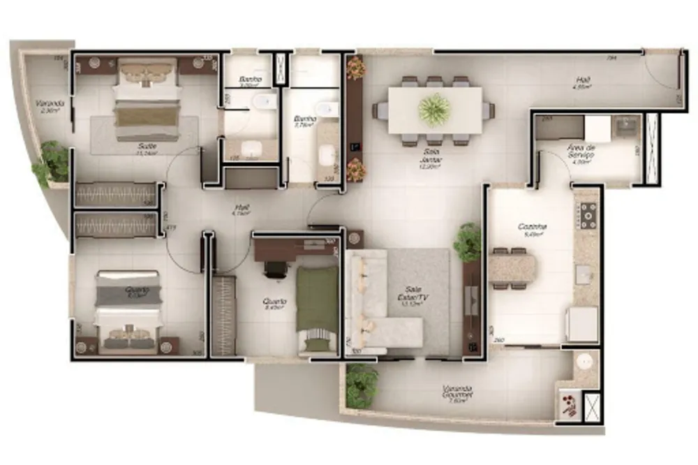Apartamento, 3 quartos, 116 m² - Foto 2