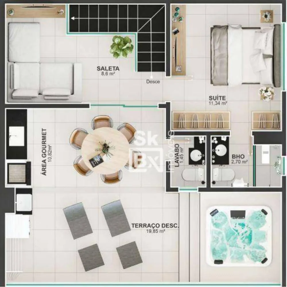 Cobertura, 3 quartos, 129 m² - Foto 8