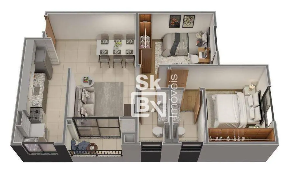Apartamento, 2 quartos, 52 m² - Foto 2