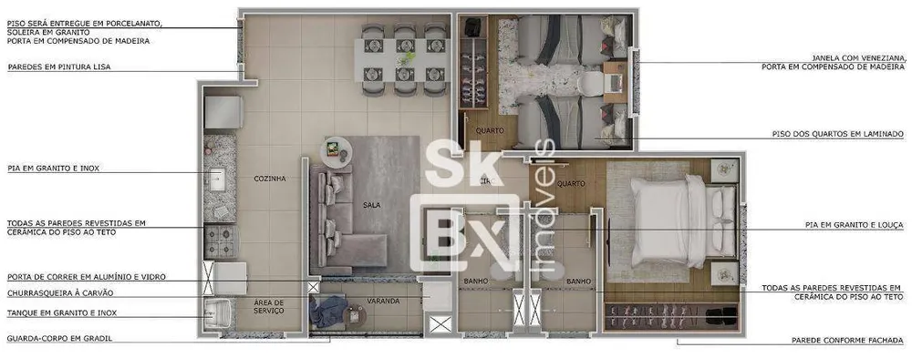 Apartamento, 2 quartos, 52 m² - Foto 3