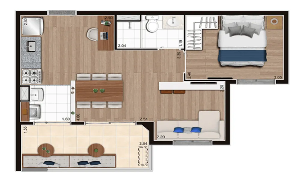 Apartamento, 1 quarto, 43 m² - Foto 3