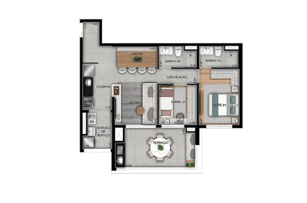 Apartamento, 2 quartos, 71 m² - Foto 2