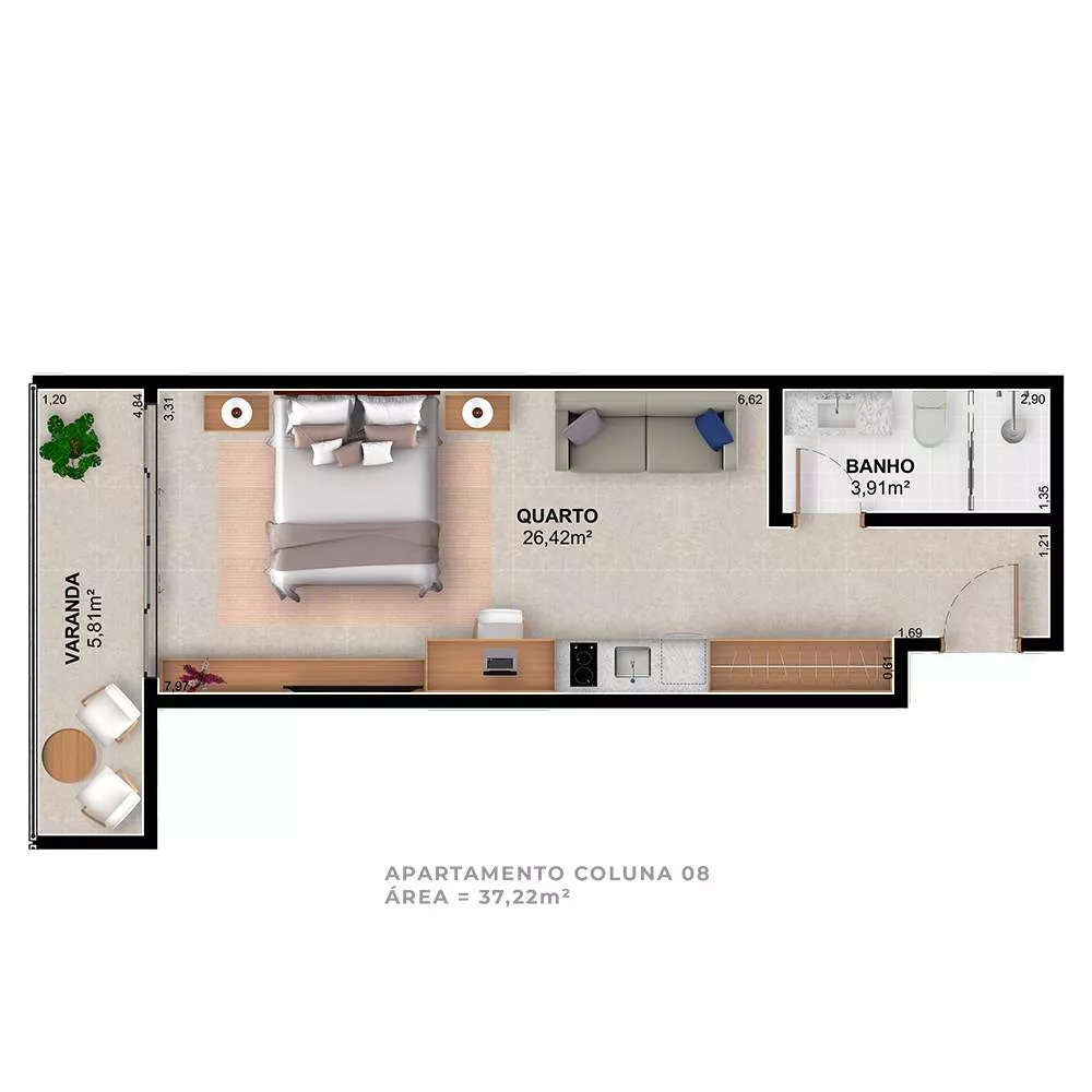 Apartamento, 1 quarto, 37 m² - Foto 12
