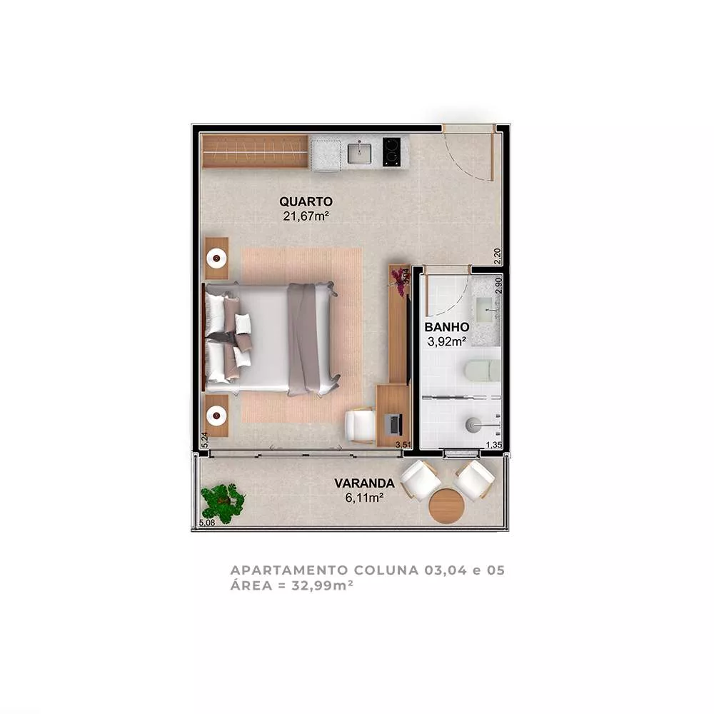 Apartamento, 1 quarto, 37 m² - Foto 2