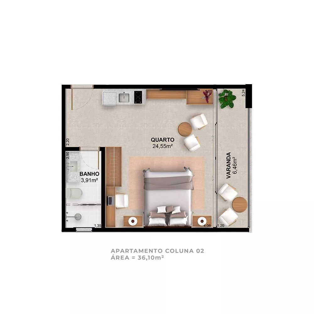 Apartamento, 1 quarto, 37 m² - Foto 16