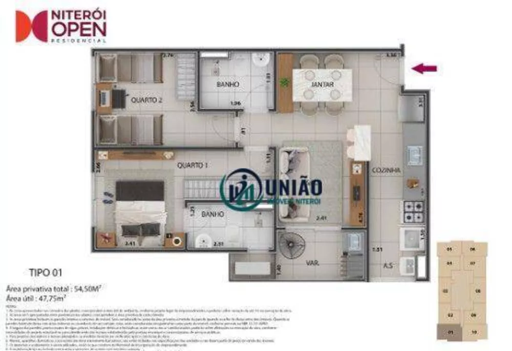Apartamento, 2 quartos, 54 m² - Foto 3