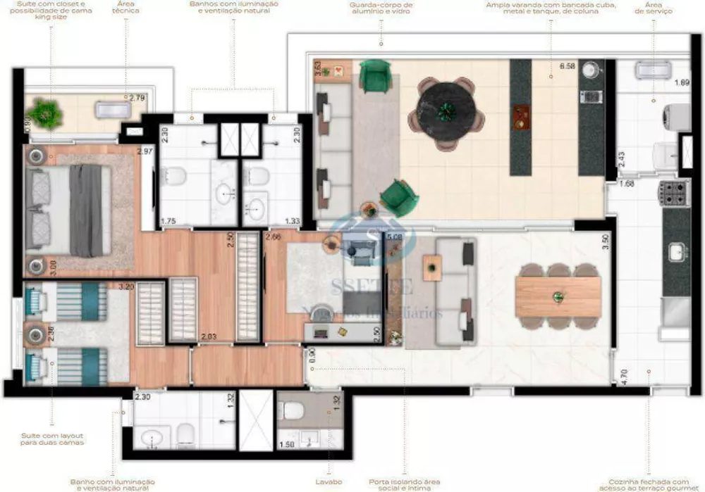Apartamento, 3 quartos, 123 m² - Foto 2