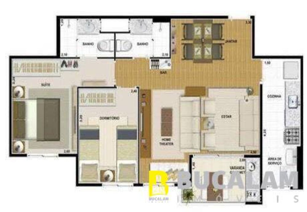 Apartamento, 3 quartos, 64 m² - Foto 1