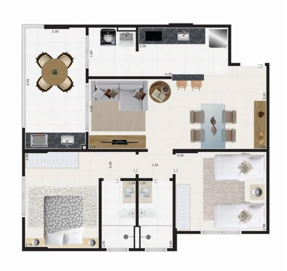 Apartamento, 2 quartos, 75 m² - Foto 2
