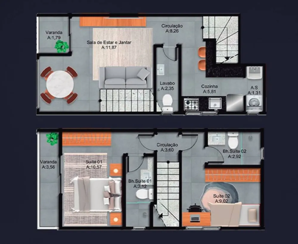 Sobrado, 2 quartos, 74 m² - Foto 3