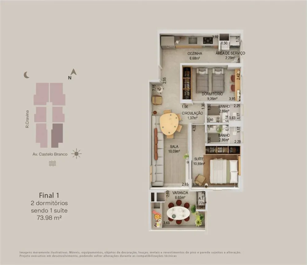 Apartamento, 2 quartos, 74 m² - Foto 4