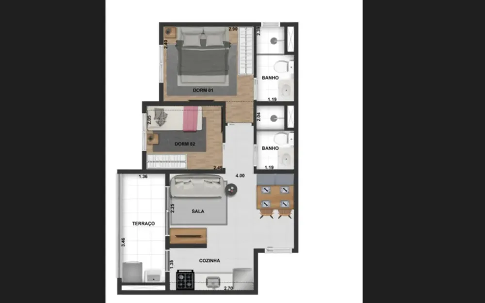 Apartamento, 2 quartos, 43 m² - Foto 2