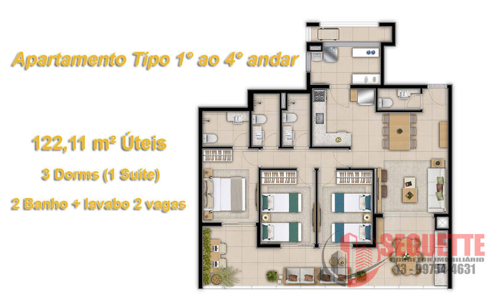 Apartamento, 3 quartos, 122 m² - Foto 1