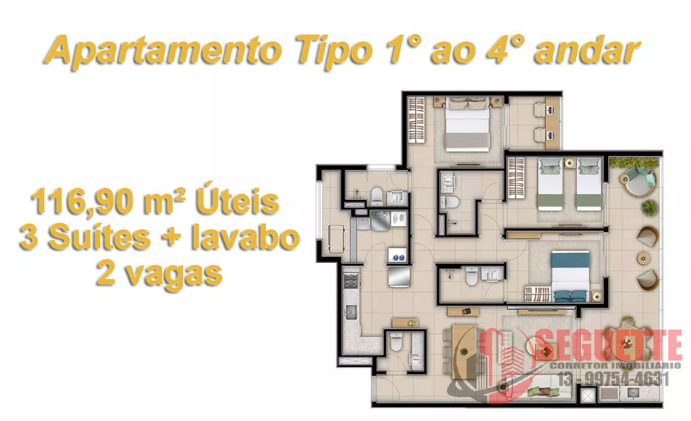 Apartamento à venda com 3 quartos, 116m² - Foto 1