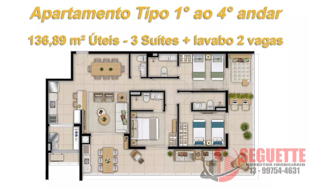 Apartamento à venda com 3 quartos, 136m² - Foto 1