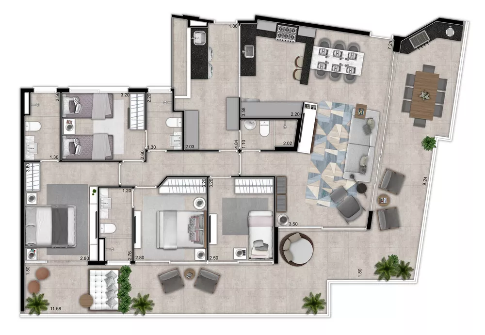 Apartamento à venda com 4 quartos, 163m² - Foto 2