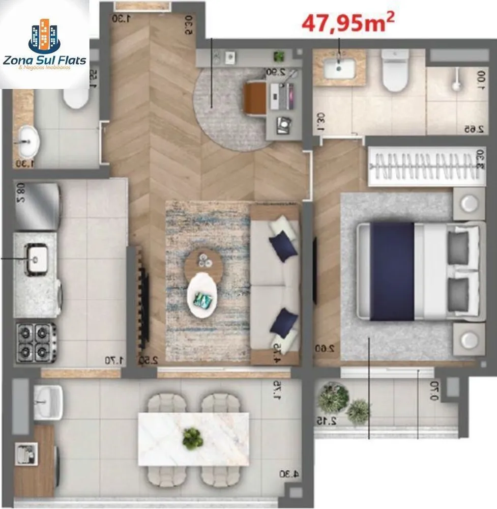 Apartamento, 1 quarto, 48 m² - Foto 4