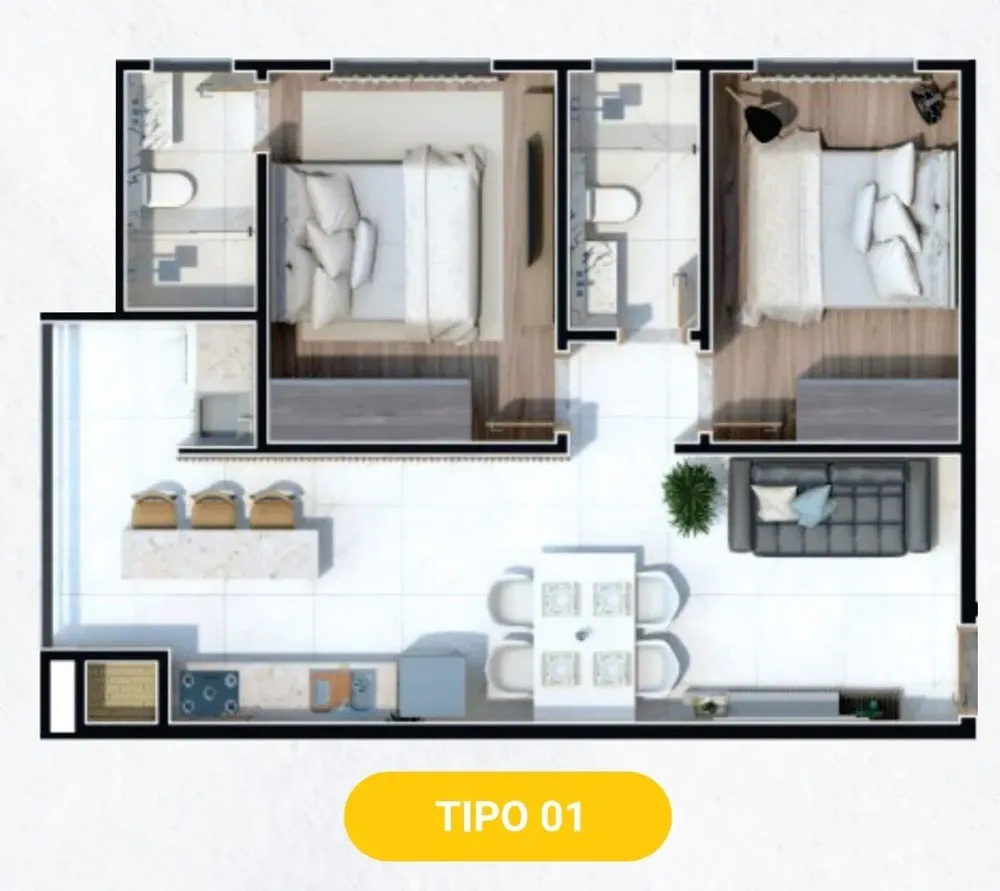 Apartamento, 2 quartos, 62 m² - Foto 2