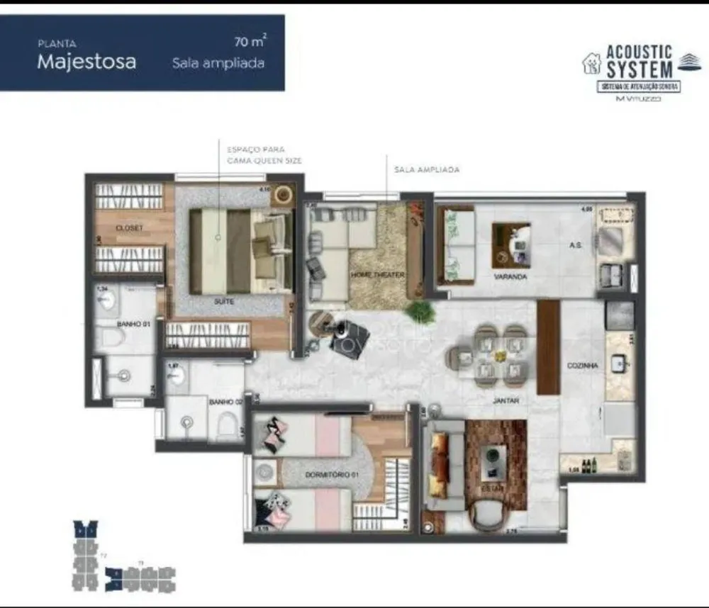 Apartamento, 3 quartos, 70 m² - Foto 2