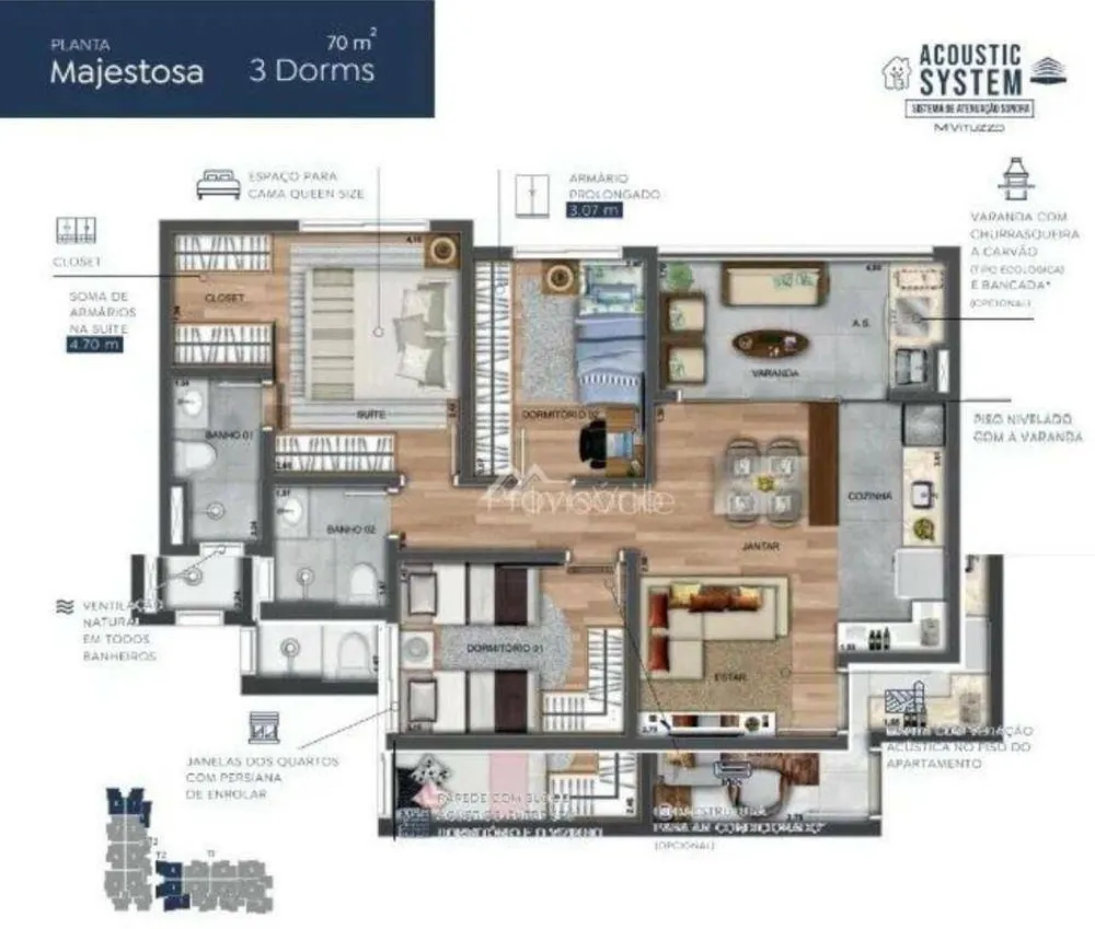 Apartamento, 3 quartos, 70 m² - Foto 3