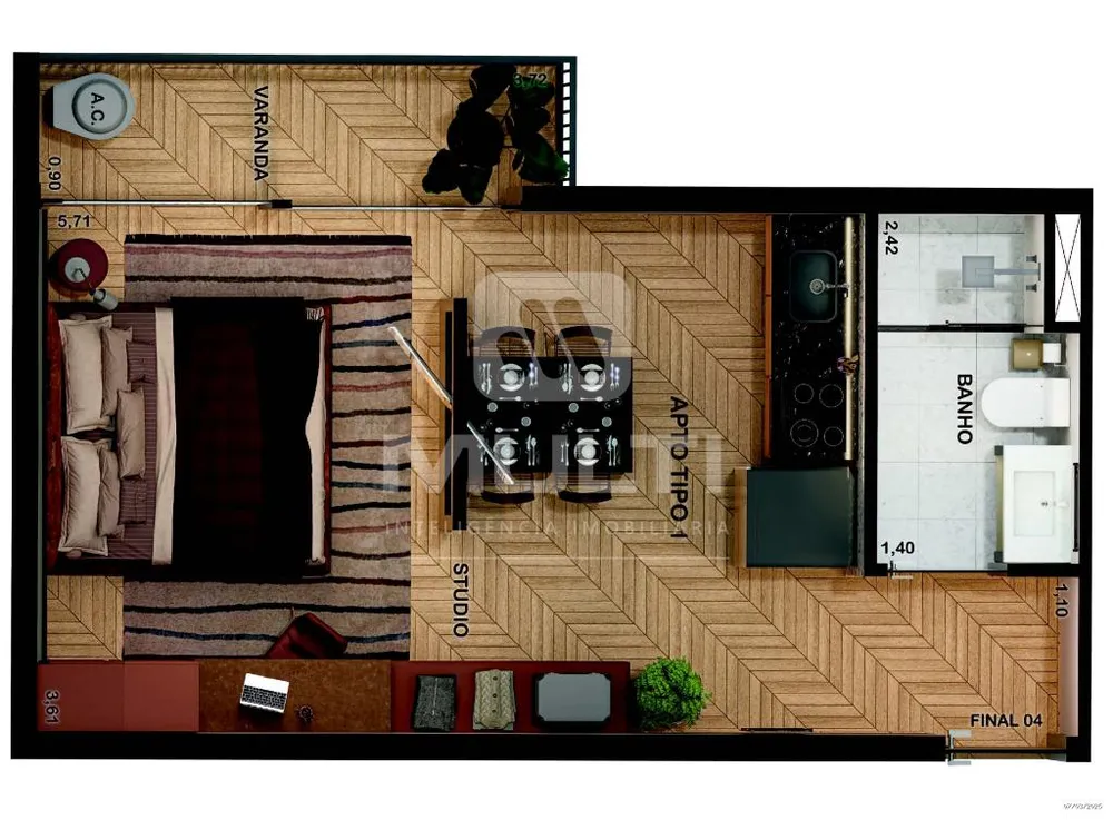 Casa, 1 quarto, 27 m² - Foto 8