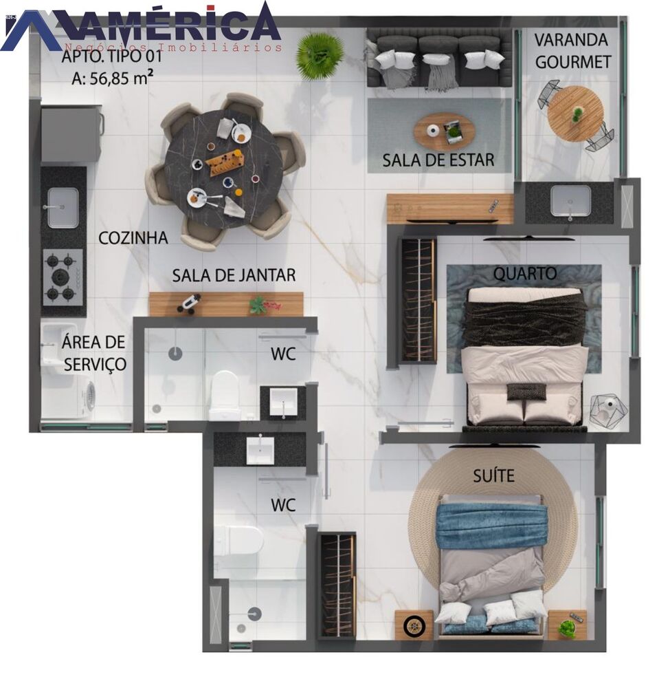 Apartamento, 3 quartos, 69 m² - Foto 2