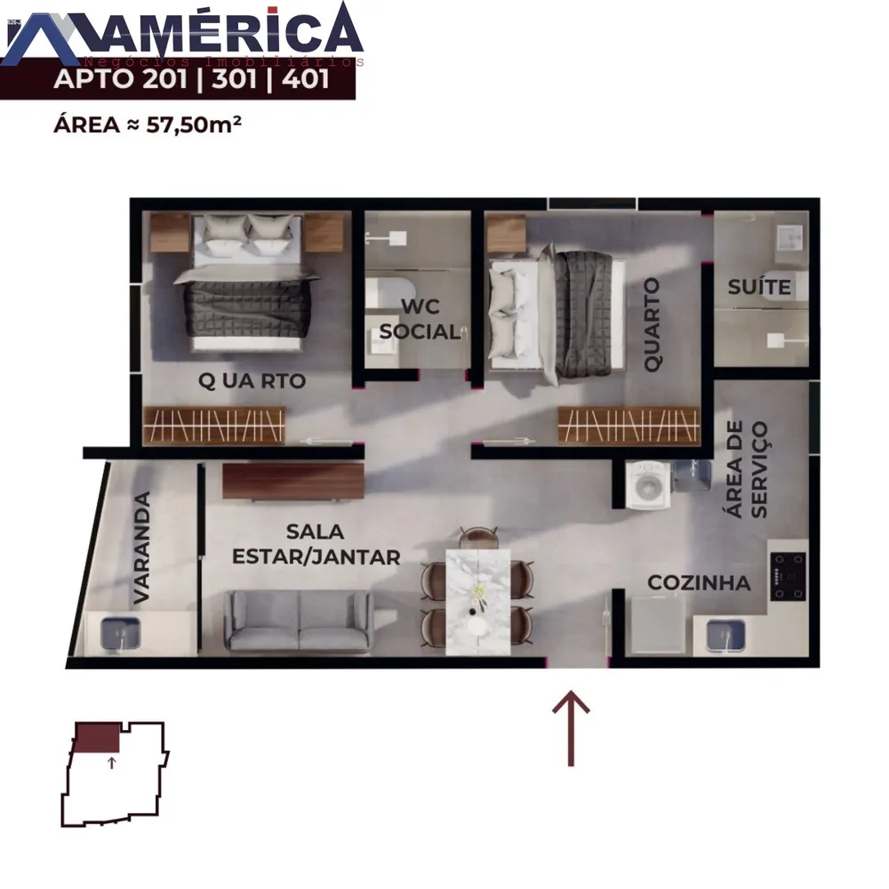 Apartamento, 2 quartos, 57 m² - Foto 9