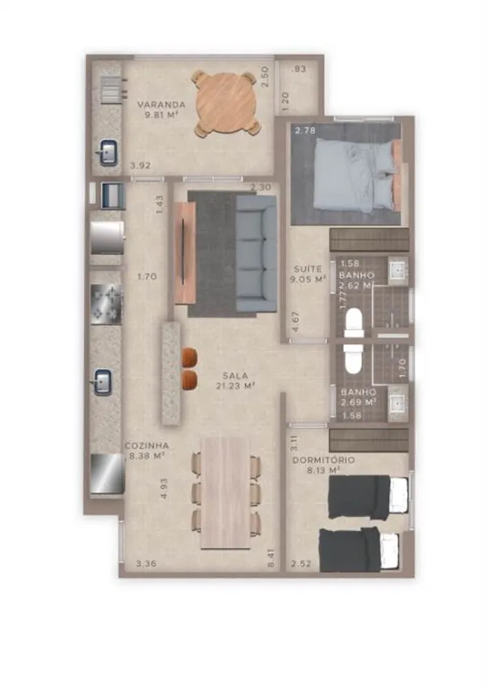 Apartamento, 2 quartos, 77 m² - Foto 2