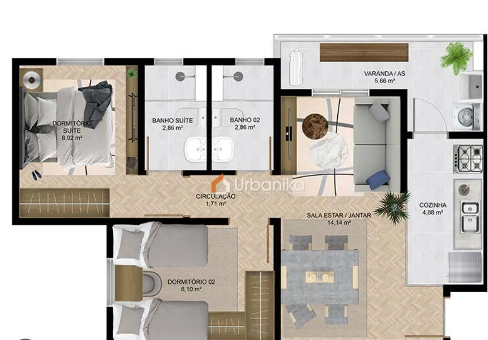Apartamento, 2 quartos, 56 m² - Foto 7
