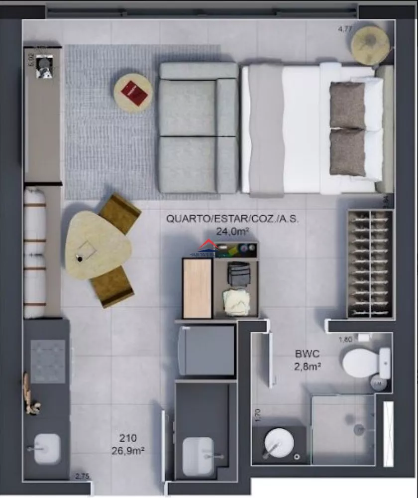Apartamento, 1 quarto, 32 m² - Foto 7
