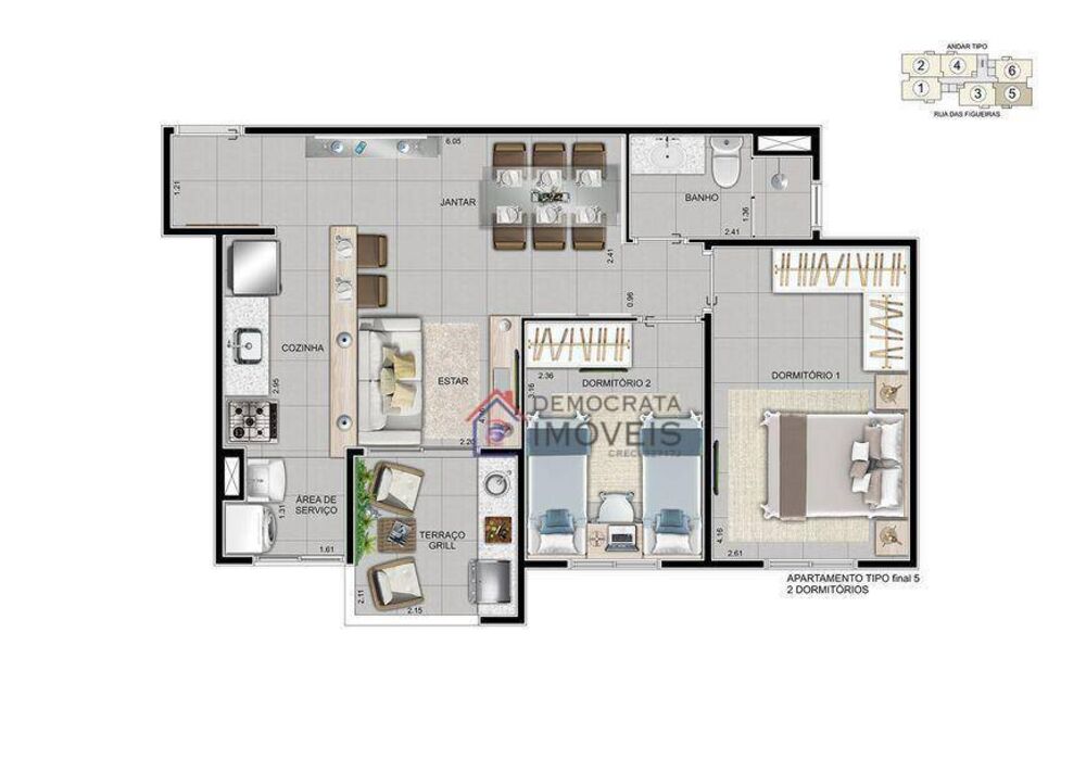 Apartamento, 2 quartos, 54 m² - Foto 3