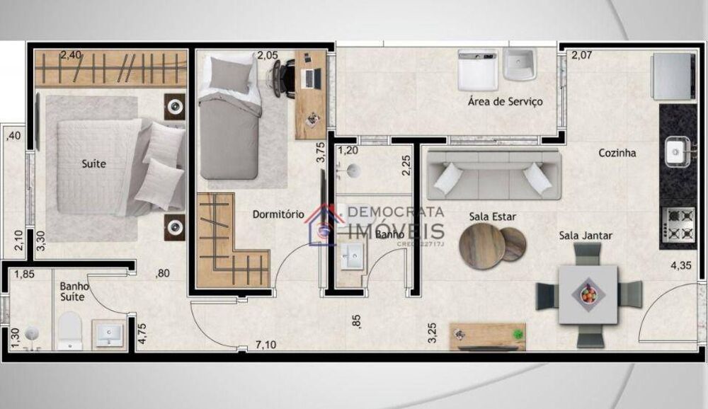 Apartamento, 2 quartos, 50 m² - Foto 2