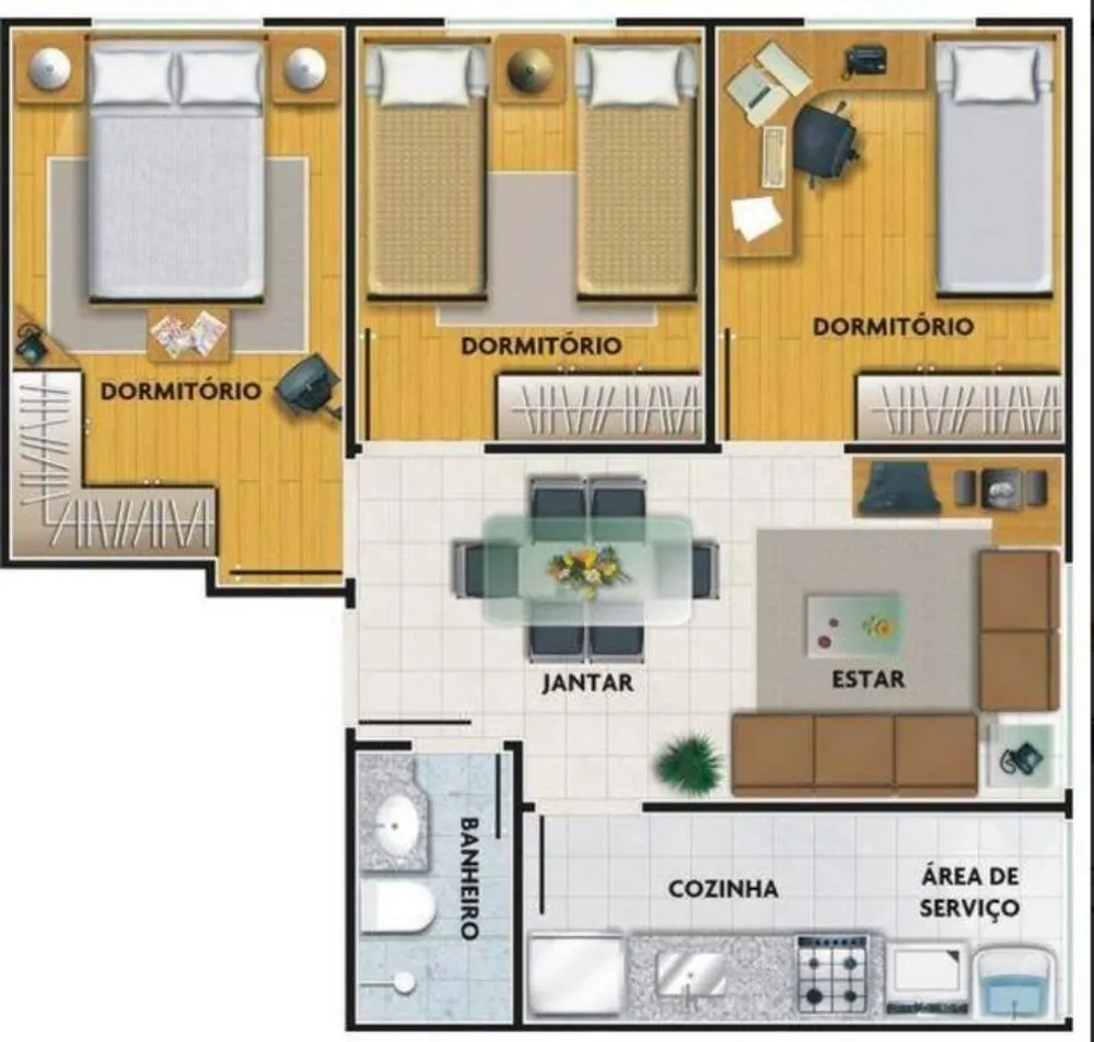 Apartamento, 3 quartos, 50 m² - Foto 1