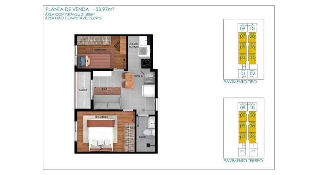 Apartamento, 2 quartos, 35 m² - Foto 2