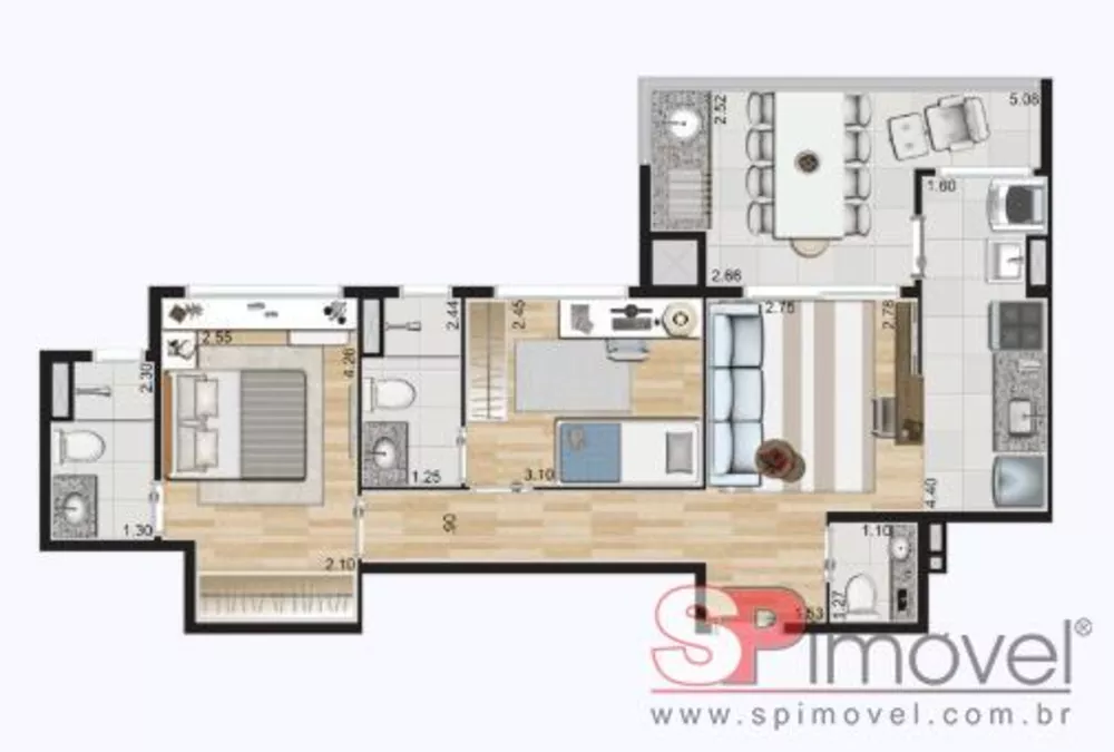 Apartamento à venda com 2 quartos, 68m² - Foto 2