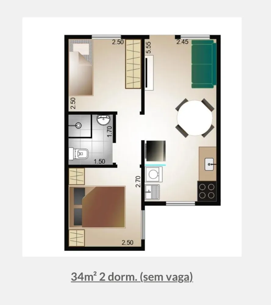 Apartamento, 2 quartos, 45 m² - Foto 2