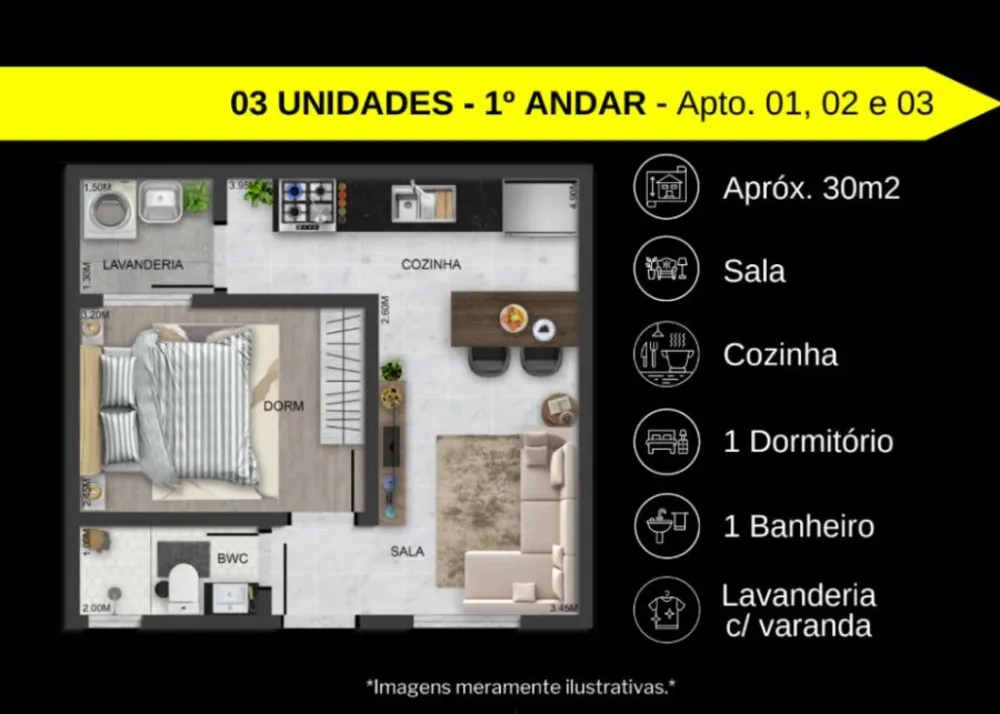 Apartamento, 1 quarto, 28 m² - Foto 3