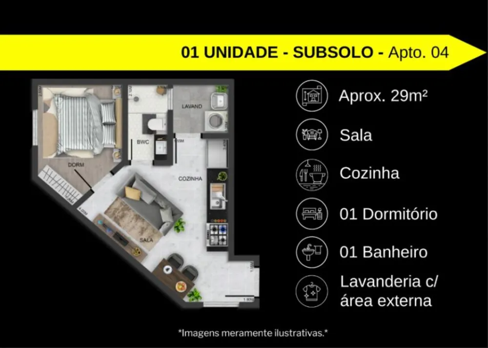 Apartamento, 1 quarto, 27 m² - Foto 1