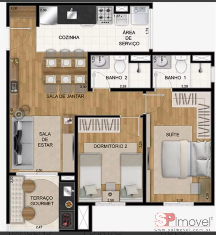 Apartamento à venda com 2 quartos, 60m² - Foto 1