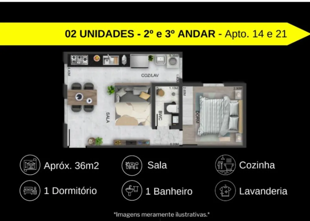 Apartamento, 2 quartos, 27 m² - Foto 7