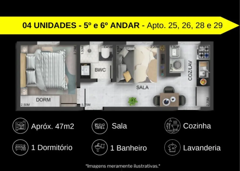 Apartamento, 2 quartos, 27 m² - Foto 1