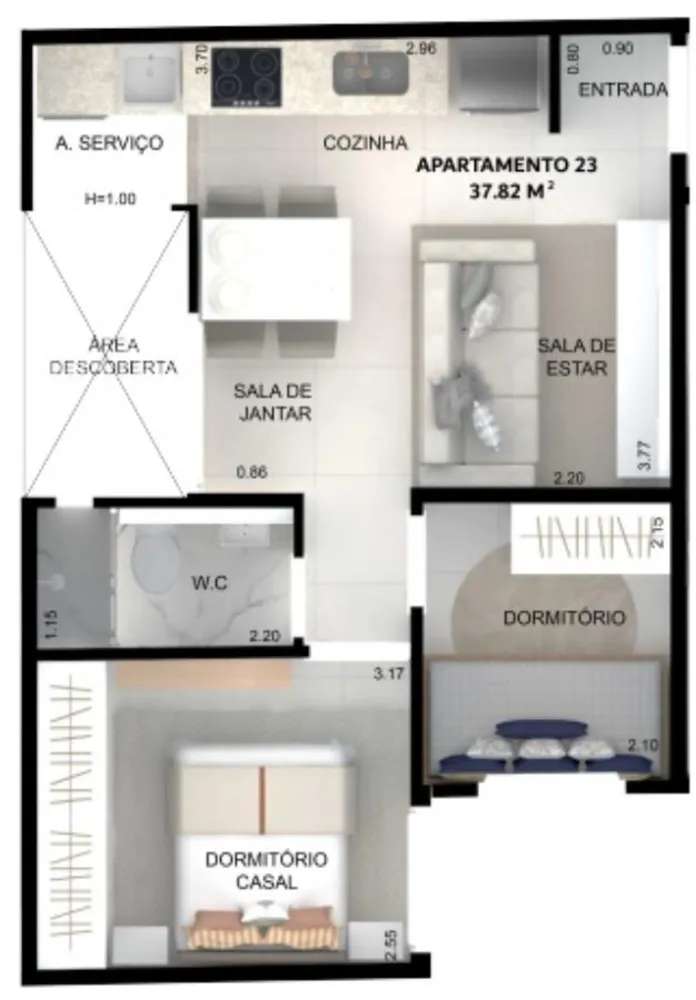 Apartamento, 2 quartos, 40 m² - Foto 9