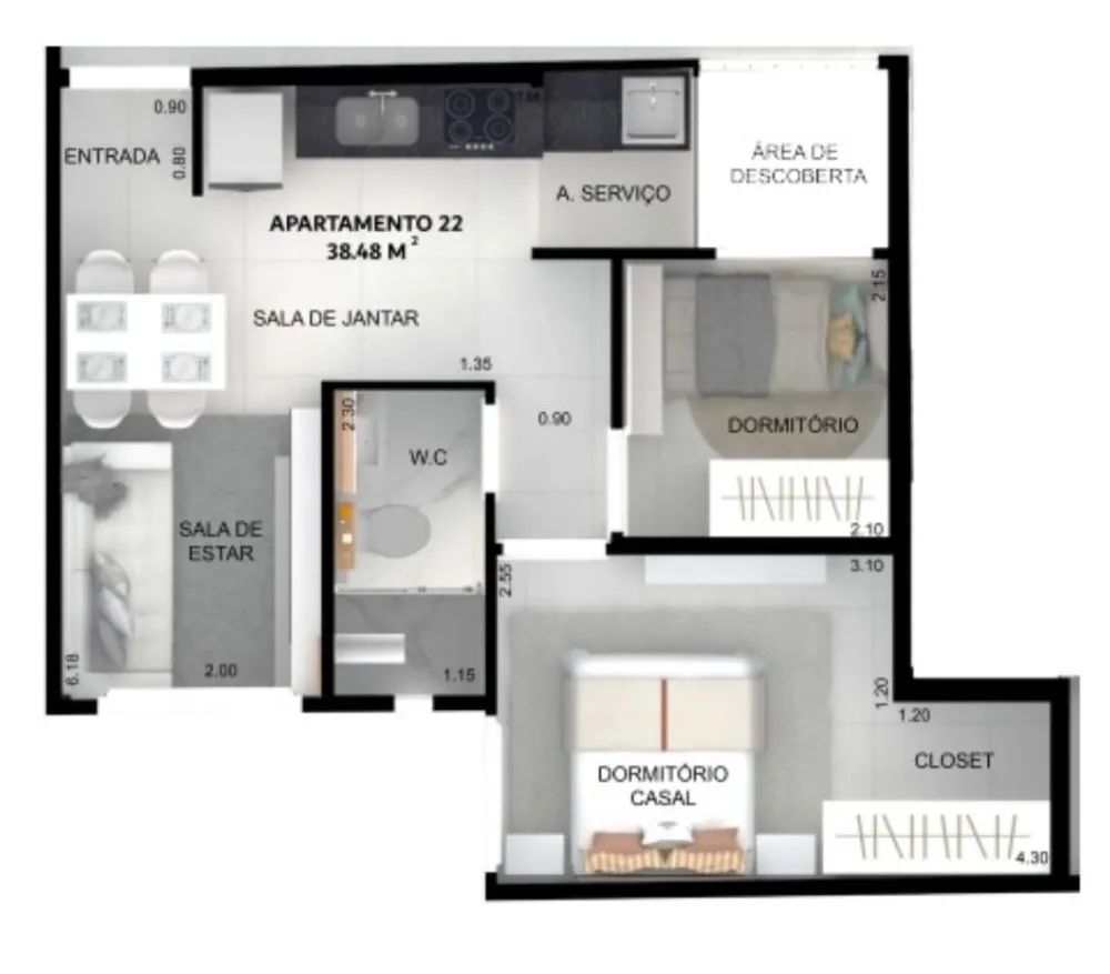 Apartamento, 2 quartos, 40 m² - Foto 10