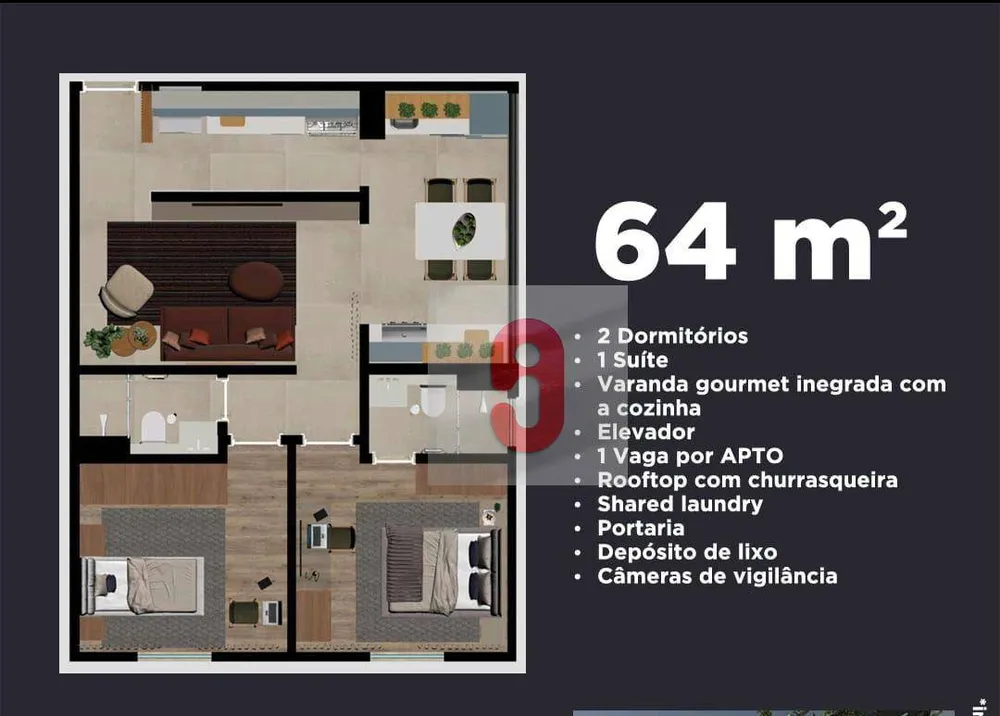 Apartamento, 2 quartos, 64 m² - Foto 8
