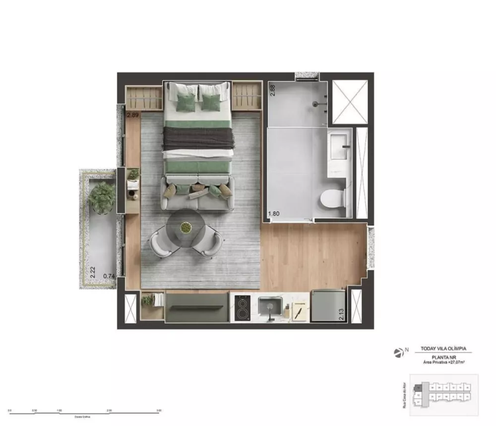 Apartamento, 1 quarto, 28 m² - Foto 1