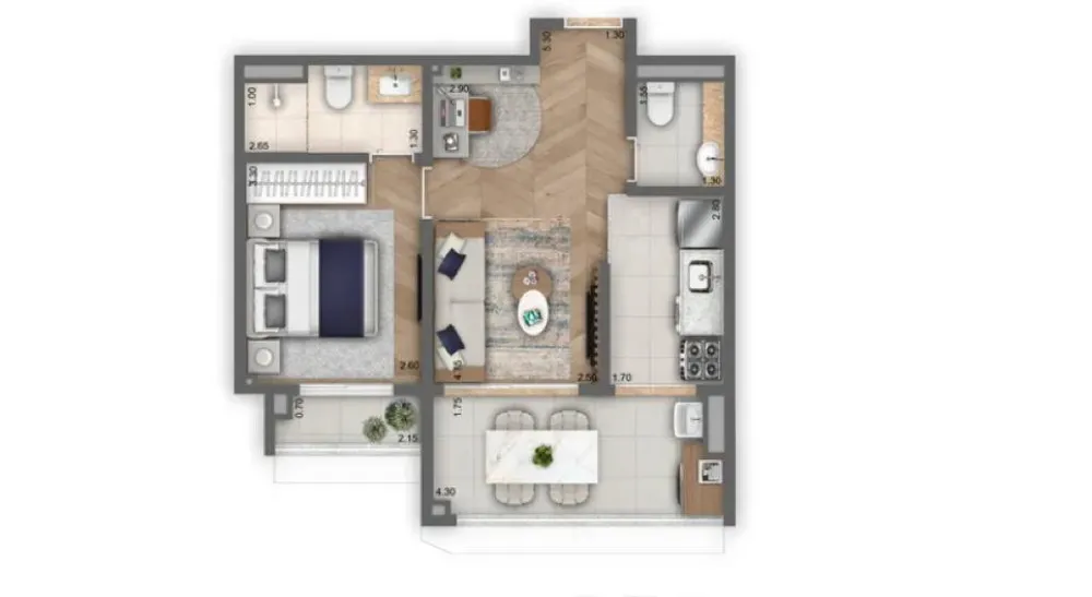 Apartamento, 1 quarto, 47 m² - Foto 2